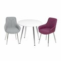 Gift Mark Mid-Century Modern Round Kids White Table with Grey & Purple Arm Chairs T3082GP
